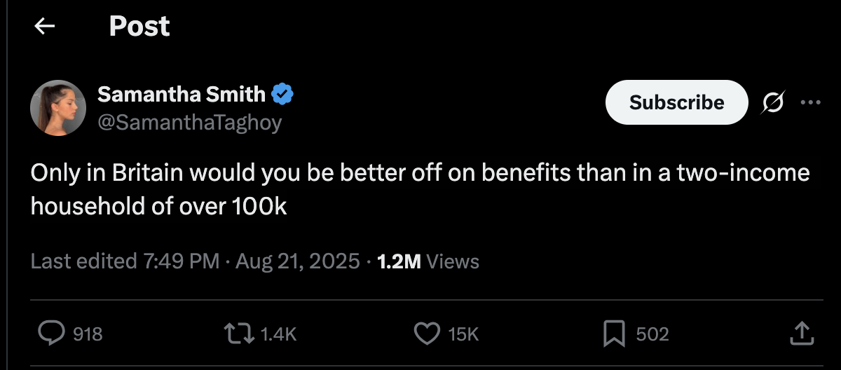 Featured image for In Britain you are better off on benefits than in a two-income household of over 100k